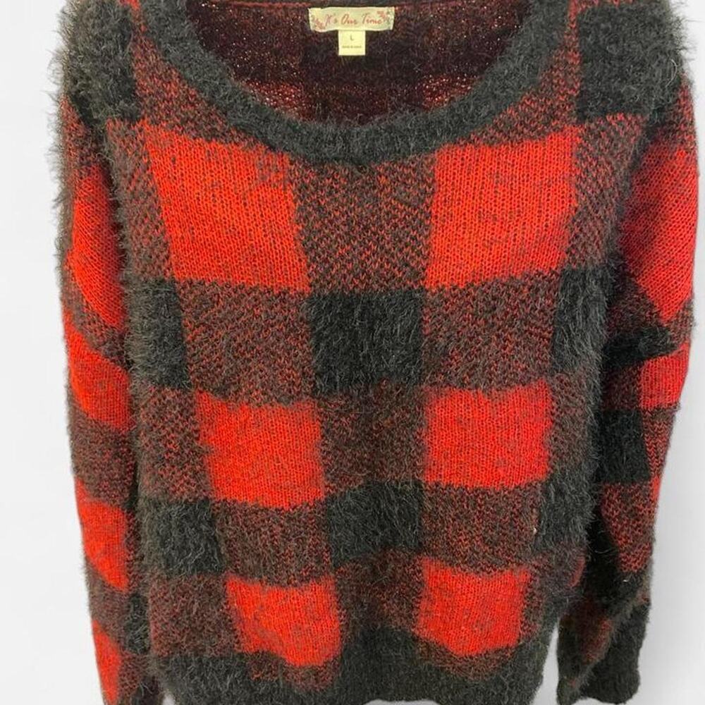 Red and black fuzzy sweater